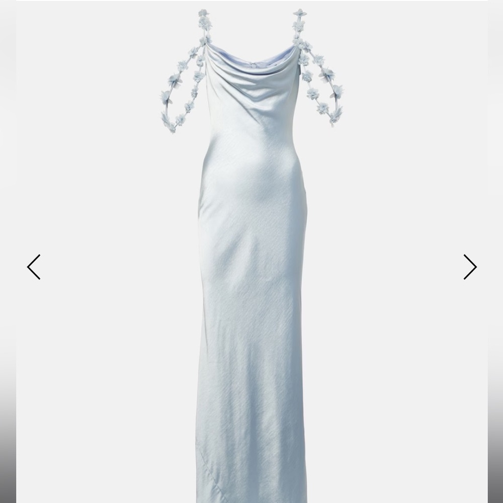 Self Portrait Bridal floral-appliqué satin gown